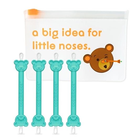 oogiebear: Baby Nose Cleaner & Ear Wax Removal Tool - Safe Booger & Earwax Removal for Newborns, Infants, Toddlers - Dual-Ended - Essential Baby Stuff, Diaper Bag Must-Have - 4 Pack with a Pouch