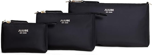 JuJuBe New 3-Piece Pouch Set, Diaper Bag Organizing Pouches, Convertible to Small Purse with Crossbody Strap, Zipper Cosmetic or Makeup Pouch, Large, Medium, and Small, Black, Mother's Day Gift