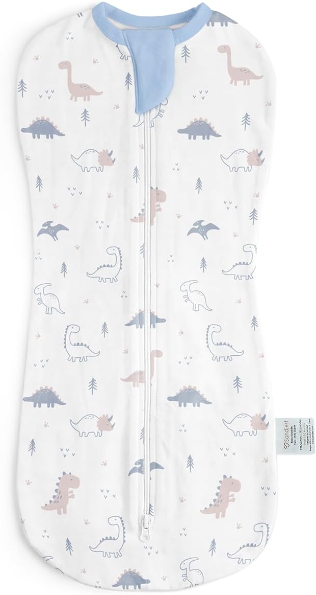 Baby Swaddle 0-2 Months, Cotton Arm-In Zipper Sleep Sack, Wearable Blankets Wrap for Newborn Infant Boys (Dinosaur, Pack of 1)