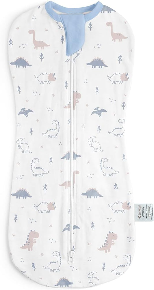 Baby Swaddle 0-2 Months, Cotton Arm-In Zipper Sleep Sack, Wearable Blankets Wrap for Newborn Infant Boys (Dinosaur, Pack of 1)