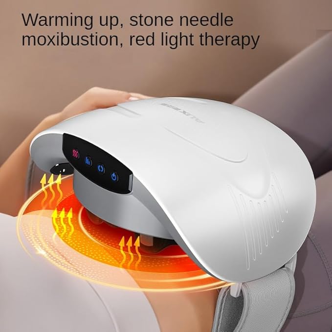 ROUYIL2024 New Real Stone Needle Belly kneading Instrument, Abdominal Cellulite Massager,high and Low Massage Head, Constant Temperature hot Compress, Three Levels of Strength,White