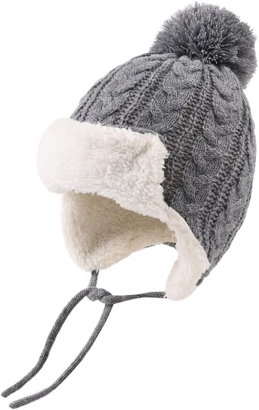 Winter Kids Beanie Hat Baby Knitted Hats Fleece Earflap Beanie Windproof Warm Toddler Beanies Boys Girls 0-8 Years