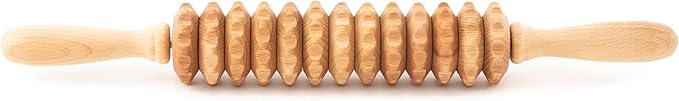Wood Roller Massager for Body - 15.6 inch Lymphatic Drainage Manual Massage Tools for Sculpting, Muscle Shaping, Celulite Remover - Wooden Massage Tool for Manual Maderotherapy