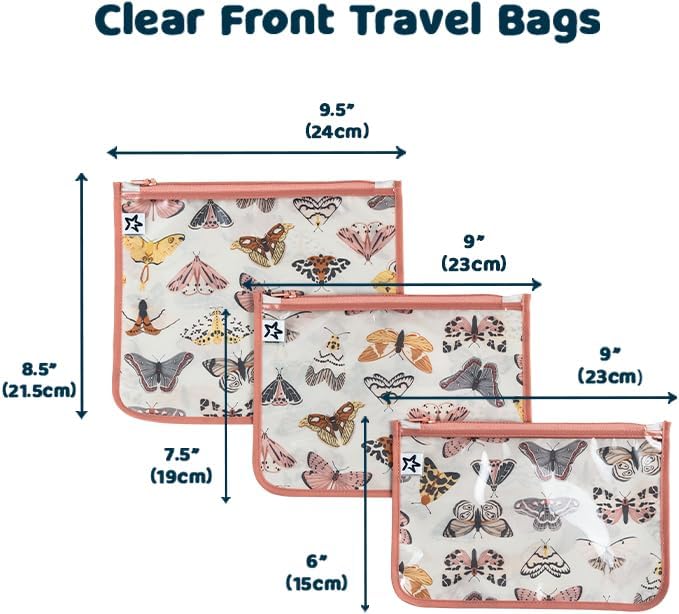 Tiny Twinkle Mess-Proof Travel Bags | TSA Airline Compliant, Zipper Closure, Clear Front Pouch, Diaper Bag Packing, Toiletry or Makeup Cosmetics Organizer