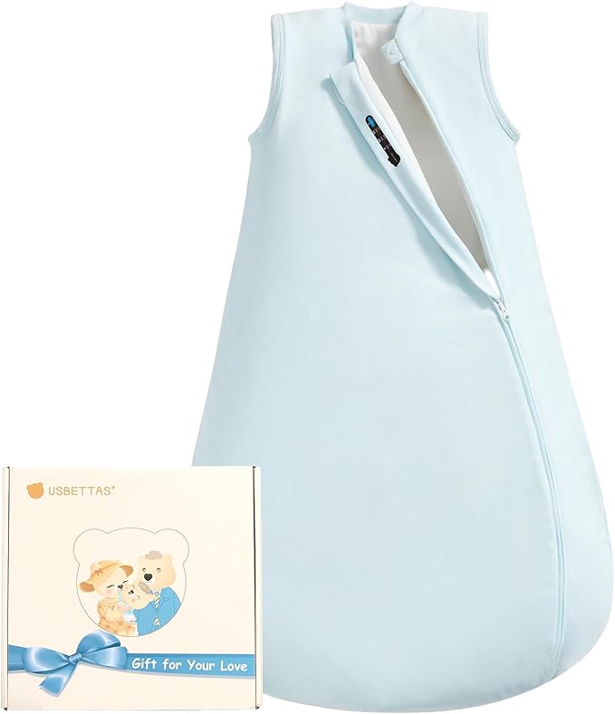 1.0 Tog 2.5 Tog Baby Sleep Sack, 100% Cotton Baby Sleeping Bag 3-24M, 2-Way Zipper Baby Wearable Blanket