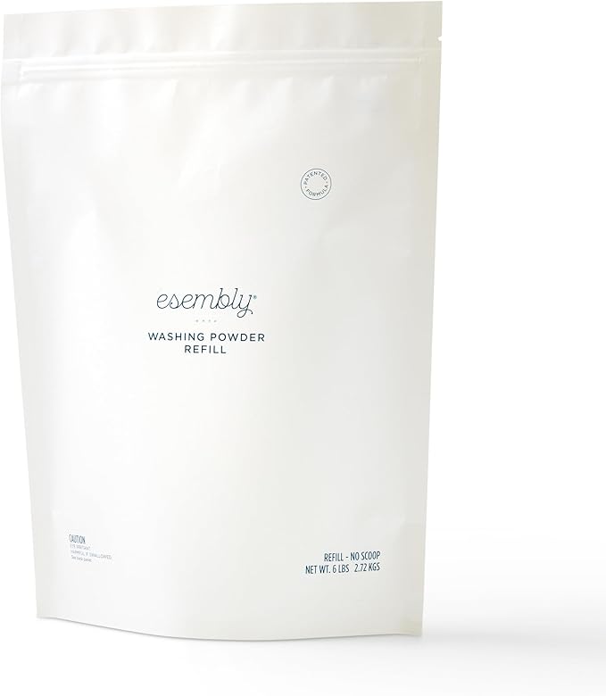 Esembly Laundry Washing Powder – HE Mineral Based Detergent for All Household Laundry and Cloth Diapers – Patented, Fragrance-Free, EWG Verified, Earth-Friendly, (6lb Refill Bag No Scoop)