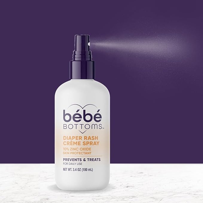 Bébé Bottoms Diaper Rash Cream Spray - Paraben, Dye & Fragrance Free, No-Rub Touch Free Application for Sensitive Skin - Quick Relief & Comfort (100 ml)