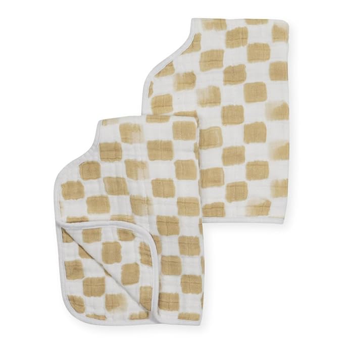 Little Unicorn Ultra-Absorbent Premium Burp Cloth 2 Pack | Soft on Baby's Skin | Larger Size | Ergonomic Design | Set of 2 (Adobe Checker)
