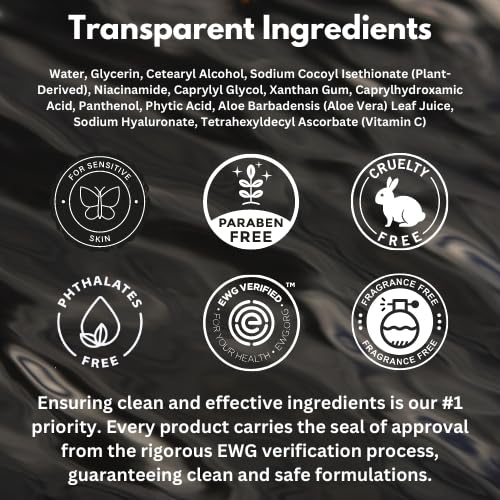 HygieneLab Face Wash – EWG Verified, Gentle & Hydrating Cleanser with Aloe, Niacinamide & Vitamin C, Removes Dirt Without Stripping Skin (5 fl oz)