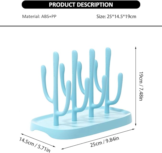 Baby Bottle Drying Rack - Space Saving, Portable Travel Rack for Baby Bottles and Accessories (Blue)