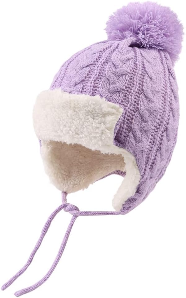 Winter Kids Beanie Hat Baby Knitted Hats Fleece Earflap Beanie Windproof Warm Toddler Beanies Boys Girls 0-8 Years