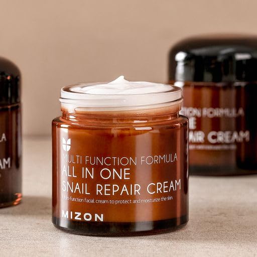 MIZON Full Korean Skincare Set Allin1 Snail Repair Cream Snail Repair Intensive Ampoule Snail Repairing Foam Cleanser and Snail Repair Eye Cream Stocking Stuffers Chirstmas Gift