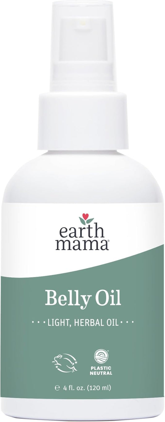 Earth Mama Belly Oil for Dry Skin | Calendula Skin Care Moisturizer Oil to Encourage Natural Elasticity and Help Prevent Stretch Marks During Pregnancy and Postpartum, 4-Fluid Ounce