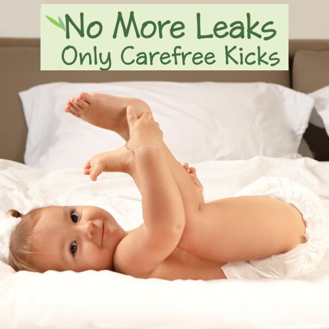 Bamboo Baby Diapers, Totally Chlorine Free for Sensitive Skin for Newborns to XXL. Hypoallergenic & Non Toxic Eco Friendlier Plant-Based Materials. TCF XL Size 5 (24 ct)