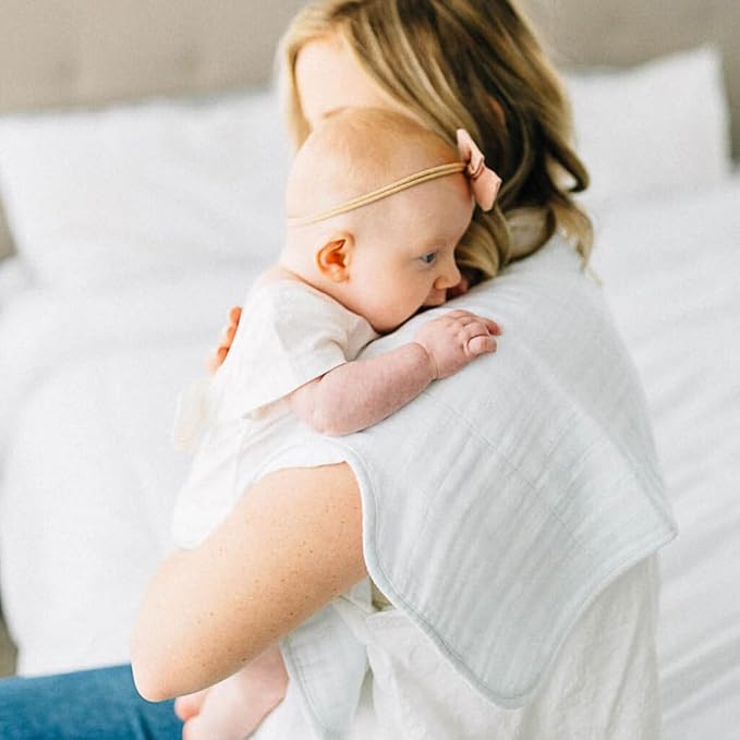 Little Unicorn Ultra-Absorbent Premium Burp Cloth 2 Pack | Soft on Baby's Skin | Larger Size | Ergonomic Design | Set of 2 (White)