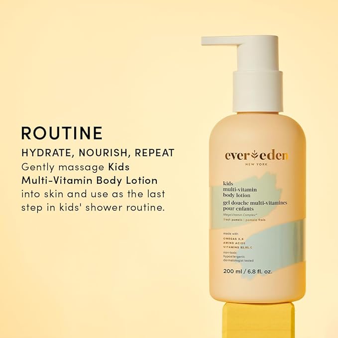 Evereden Kids Multi-Vitamin Body Lotion (6.8 fl.oz., Melon Juice): Gentle & Non-Toxic Moisturizing Kids Lotion | Nourishing & Protective Lotion for Kids