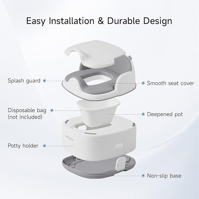 4 in 1 Toddler Potty, Floor Potty/Step Stool/Potty Seat/Comfortable Chair, non-slip base, easy cleanup for Girls Boys Age 1+ (Gray)