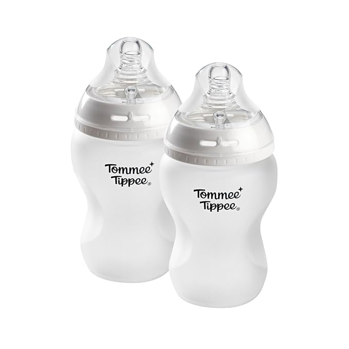 Tommee Tippee Natural Start Silicone Coated Glass Baby Bottles for Feeding from Newborn Up, 9oz, 2 Pack