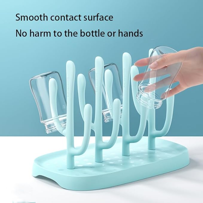 Baby Bottle Drying Rack - Space Saving, Portable Travel Rack for Baby Bottles and Accessories (Blue)