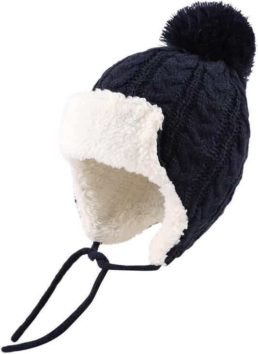 Winter Kids Beanie Hat Baby Knitted Hats Fleece Earflap Beanie Windproof Warm Toddler Beanies Boys Girls 0-8 Years