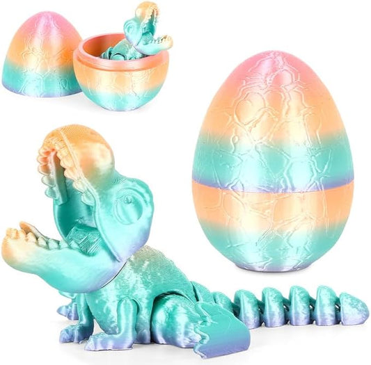 3D Printed Dragon Kids Dinosaur Toys 3D Printed Fidget Toys, Articulated Dragon Egg, 3D Dragon, Home Office Decor Executive Desk Toy 3D Printed Dragon Eggs with Dragon Inside (Rainbow)