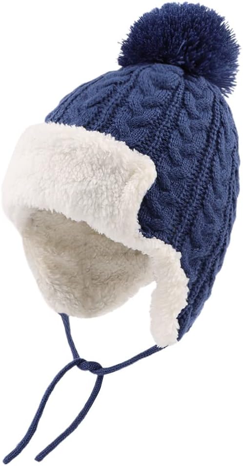 Winter Kids Beanie Hat Baby Knitted Hats Fleece Earflap Beanie Windproof Warm Toddler Beanies Boys Girls 0-8 Years