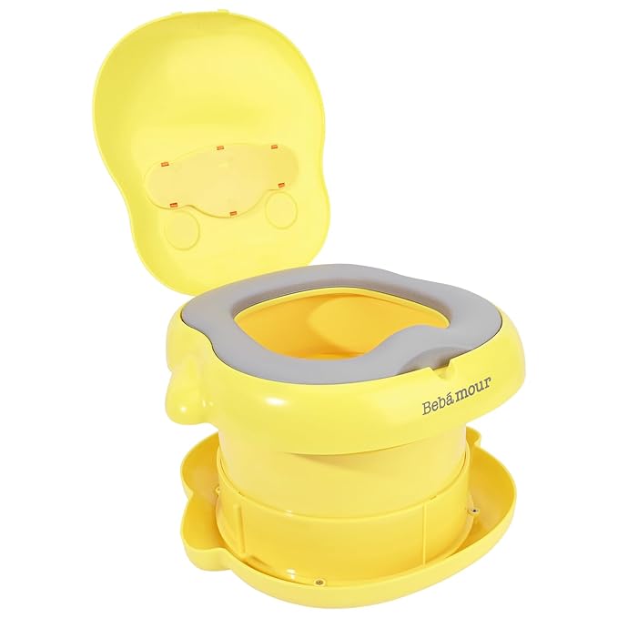 Bebamour Portable Potty Seat for Kids Travel - Foldable Training Toilet Chair for Toddler Girls with Storage Bags for Outdoor and Indoor Easy to Clean (Yellow)
