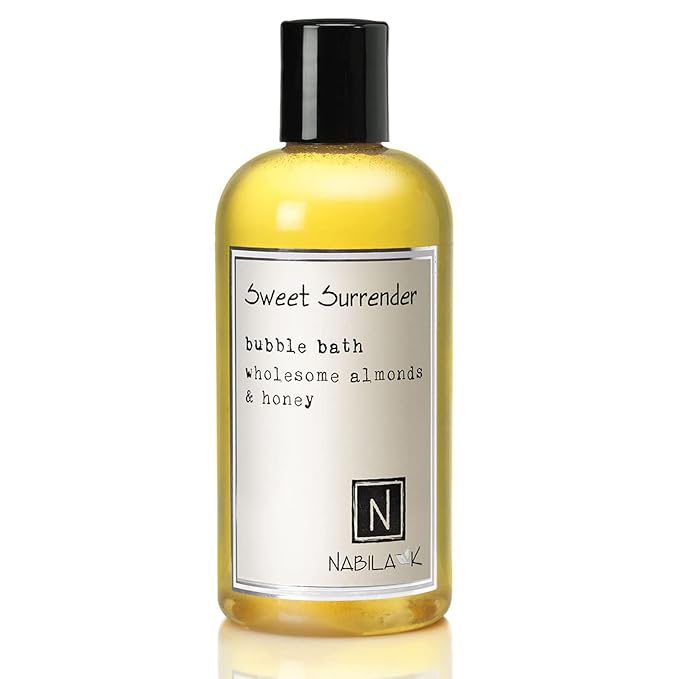 Sweet Surrender Bubble Bath with Almond & Honey Scent by Nabila K - Essential Oils with Natural Ingredients for Sensitive Skin, Tear-Free, Gentle, Moisturizing - Luxury for Women & Men, 8 oz
