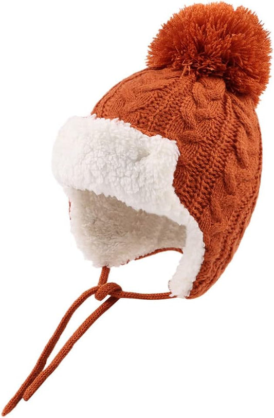 Winter Kids Beanie Hat Baby Knitted Hats Fleece Earflap Beanie Windproof Warm Toddler Beanies Boys Girls 0-8 Years