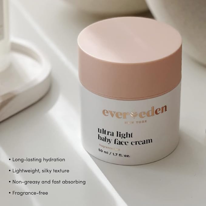 Evereden Ultra Light Baby Face Cream, 1.7 oz | Clean Baby Care | Non-toxic and Fragrance Free Moisturizer | Clean Ingredients
