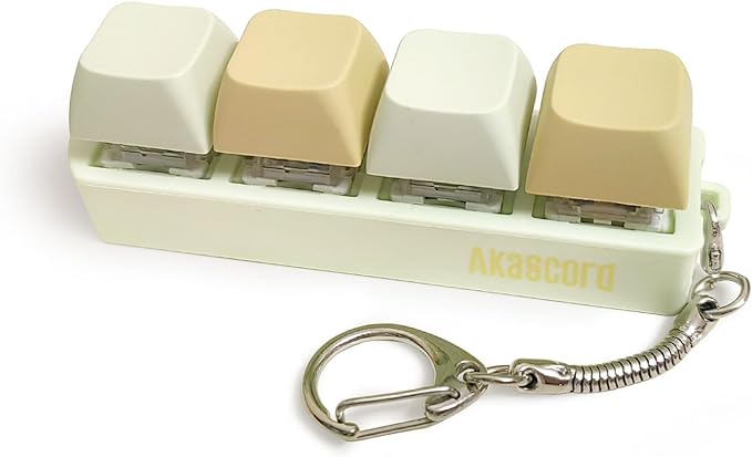 Keyboard Fidget Toy, Finger Fidget Clicker Keychain Accessories Autism Sensory Toys Stress Relief for Adults (Green & Yellow)