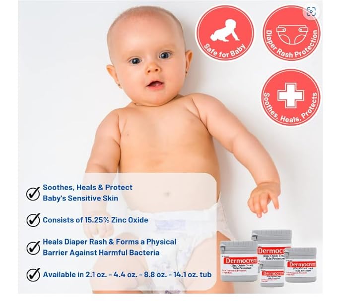DERMOSOOTHE BABY CREM 4.4 Oz. (125 G) ‐ Diaper Rash Cream for Baby, Soothes, Heals, and Protects, Relief and Treatment of Diaper Rash, Zinc Oxide Cream