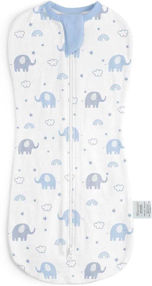 Baby Swaddle 0-2 Months, Cotton Arm-In Zipper Sleep Sack, Wearable Blankets Wrap for Newborn Infant Girls and Boys (Elephant, Pack of 1)