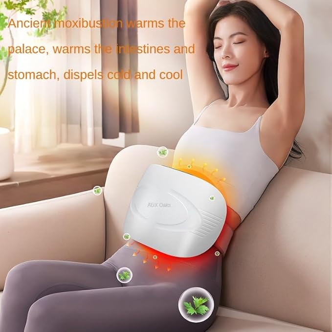 ROUYIL2024 New Real Stone Needle Belly kneading Instrument, Abdominal Cellulite Massager,high and Low Massage Head, Constant Temperature hot Compress, Three Levels of Strength,White
