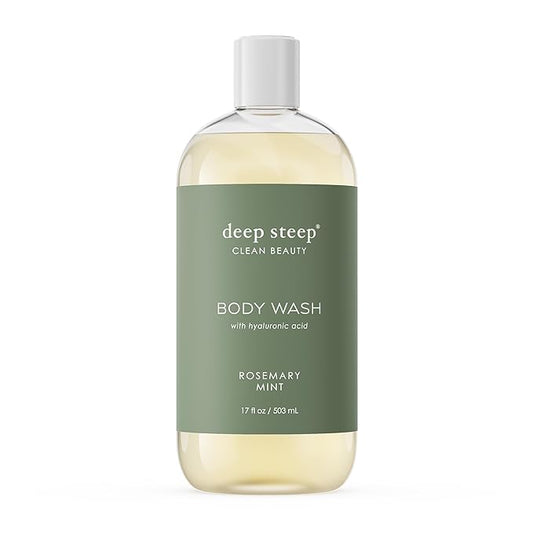 Deep Steep Body Wash, Rosemary Mint, 17 oz – Hydrating Shower Gel with Hyaluronic Acid, Shea Butter, Aloe Vera & Argan Oil – Vegan, Clean Beauty, Clean & Refreshed Skin