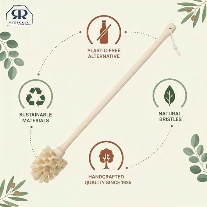 REDECKER Extra Long Bottle Brush Cleaner: Durable Horsehair and Beechwood Handle, Ideal for Vases, Pitchers, Mugs, and Baby Bottles, 16-1/2 Inch, Dense Natural Bristles, Made in Germany