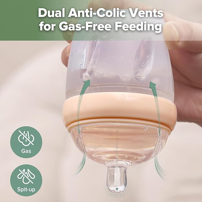 haakaa Gen. 3 Silicone Baby Bottle 160ml /5.4oz – Baby Bottles for Newborn 0M+, BPA-Free Breastfeeding Baby Bottle with Natural Latch, Slow Flow Anti-Colic Silicone Baby Bottle– Peach