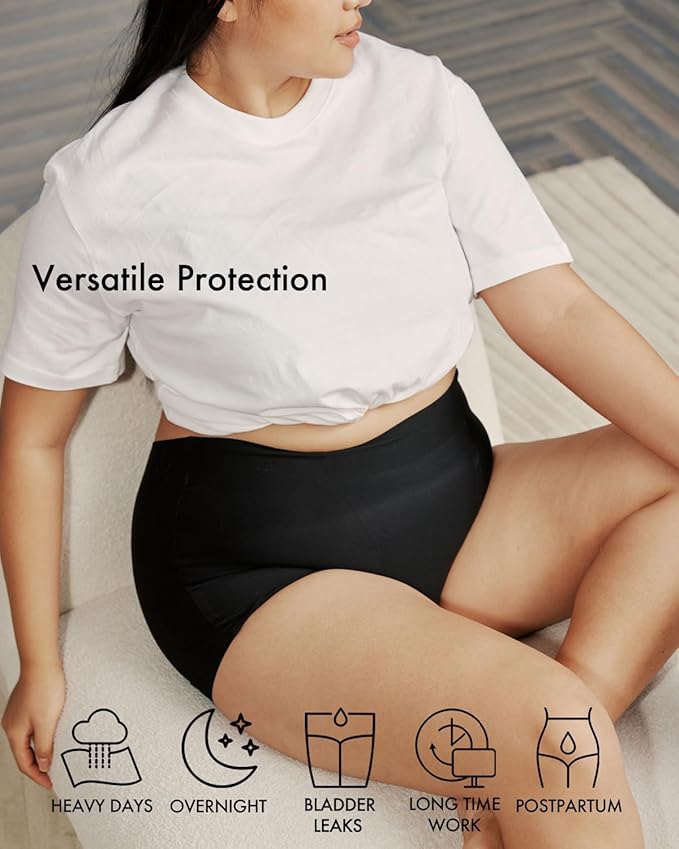 Leakproof 2.0 Seamless Boyshort Period Underwear for Women Holds 12 Tampons|Overnight Period Shorts Heavy Flow|Postpartum|Bladder Leak(S/M)