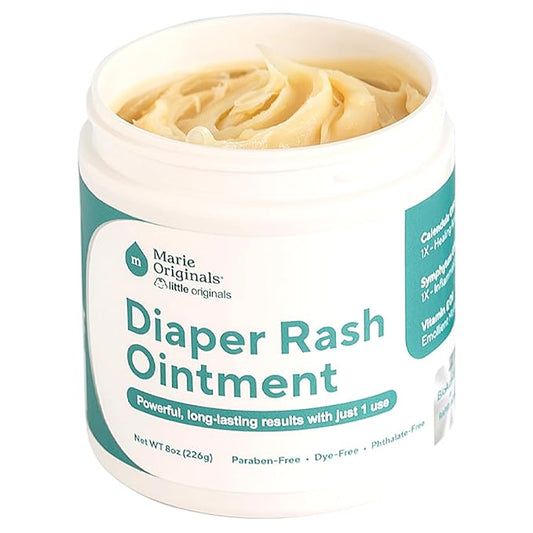 Marie Originals Premium Diaper Rash Ointment - Triple Action Diaper Rash Cream for Baby - Soothes and Moisturizes Dry Cracked Skin with Vitamin E, Coconut Oil, and Zinc Oxide diaper cream - 8 oz