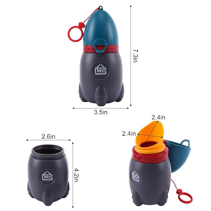 2025 Upgraded Travel Urinal for Kids,Rocket Toys Portable Emergency Urinal for Toddler,Light and Easy to Carry,Suitable for Car,Travel,Camping and Children's Urinal Potty Training(Deep Blue)