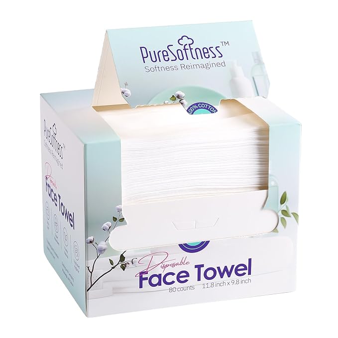 Luxuriously Soft Disposable Face Towel, 100% Cotton, Extra Large 12" x 10" Ultra Soft Dry Wipe for Face Wash, Makeup Remover, Bio-Based Towelette for Sensitive Skin 320 Count (4 Pack)