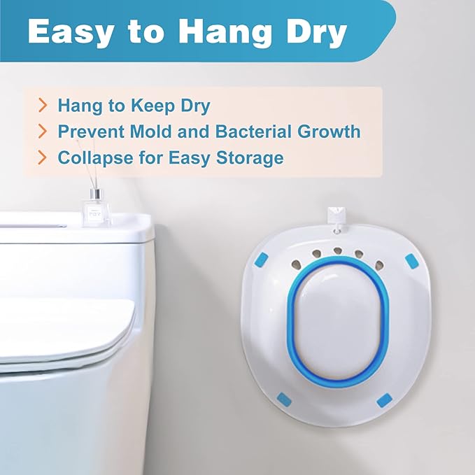 Pochik Sitz Bath for Toilet Seat, Sitz Baths for Hemorrhoids and Postpartum Care, Yoni Steam Seat, Collapsible Basin for Epsom Salt Soak, Sits Bath Kit for Women - Sapphire