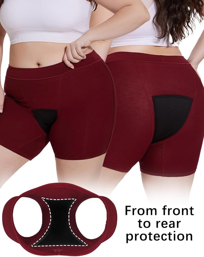 Incontinence Underwear for Women Washable Period Boxers Briefs Heavy Flow Leakproof Overnight High Absorbency Menstrual Postpartum Bladder Control Boyshorts Panties Large Pack of 2