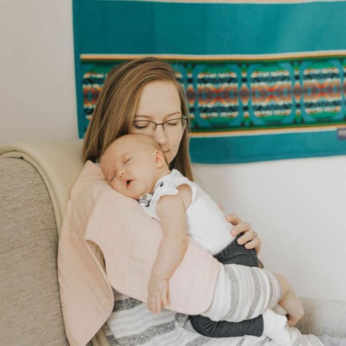 Little Unicorn Ultra-Absorbent Premium Burp Cloth 2 Pack | Soft on Baby's Skin | Larger Size | Ergonomic Design | Set of 2 (Light Pink)