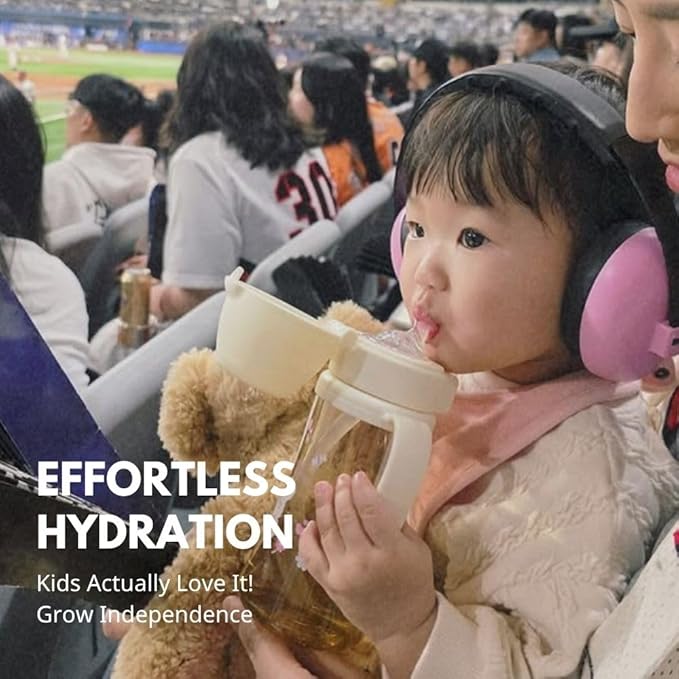 GROSMIMI x KNOTTED Flip Top Spill Proof Sippy Cup, PPSU, BPA Free, Stage 2 Straw for Toddlers (Cream bunny 10oz)