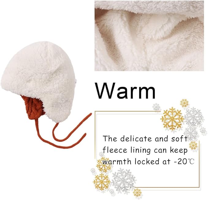 Winter Kids Beanie Hat Baby Knitted Hats Fleece Earflap Beanie Windproof Warm Toddler Beanies Boys Girls 0-8 Years