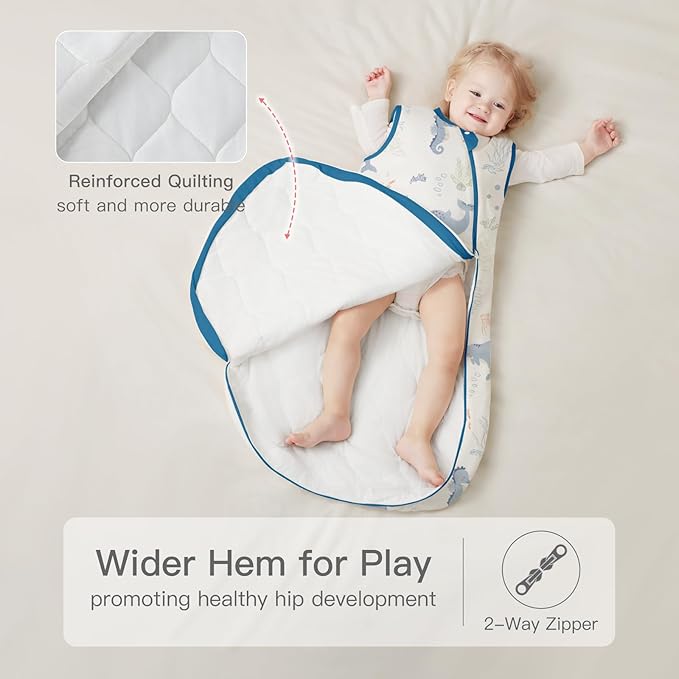 1.0 Tog 2.5 Tog Baby Sleep Sack, 100% Cotton Baby Sleeping Bag 3-24M, 2-Way Zipper Baby Wearable Blanket