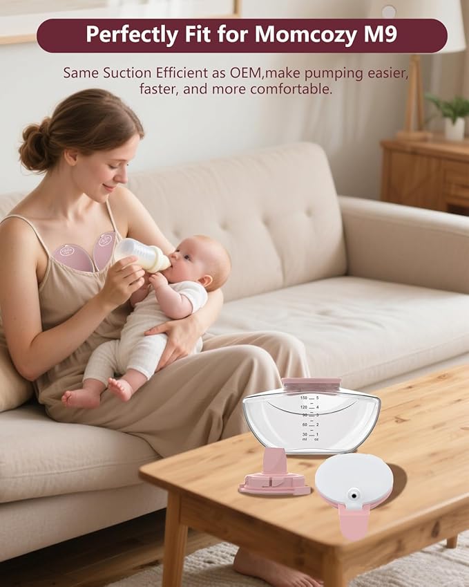 8PC Upgraded M9 Breast Pump Replacement Part, Including 4pcs Duckbill Valve and 4pcs Double-Layed Diaphragms for Momcozy Upgraded Mobile Flow | Upgraded M9, Valve, Diaphragms, 8PC Red