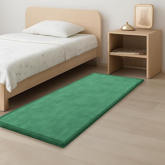 1.3" Thick Baby Play Mat for Floor, 28x72 Foam Tummy Time Mat, Padded Support Soft Plush Bedside Rugs for Infant Kids Toddler Crawling Kick Activity (Emerald)