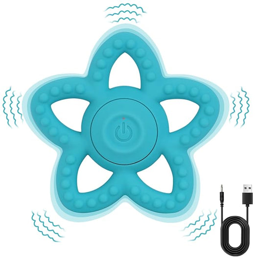 Vibrating Sensory Toys for Kids with Autism,Autism Support & Oral Development, USB Rechargeable Teether for Toddlers(Bluish Green Star)